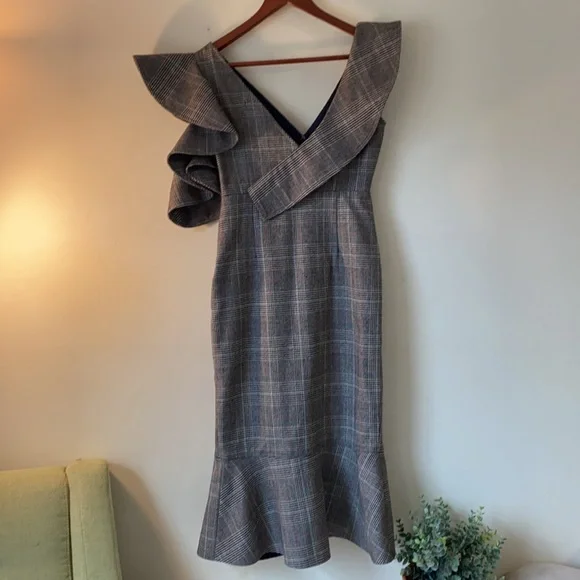 Self Portrait  midi length plaid dress US 0 UK 4 EUC - Picture 9 of 14